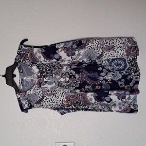 PerSeption Concept Navy, White and Coral Paisley Sleeveless Top